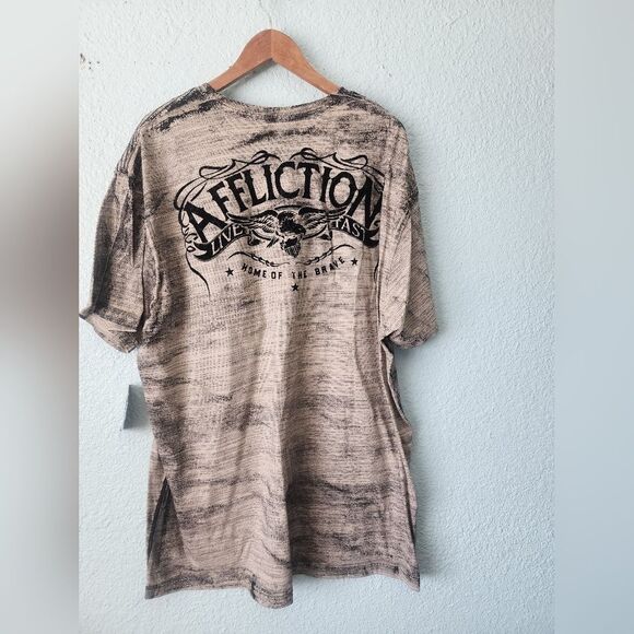 Affliction Men's Tan Graphic T-Shirt New With Tags - Picture 2 of 5